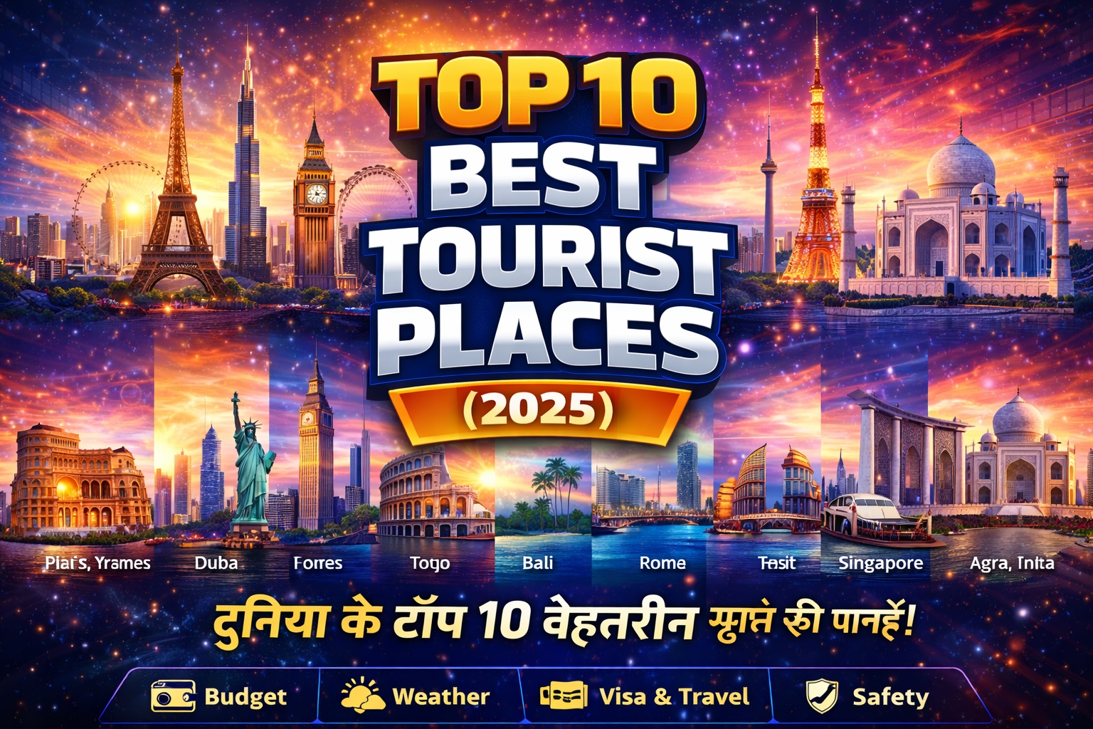 दुनिया के Top 10 Best Tourist Places (घूमने की जगहें) – 2025